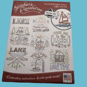 Stitchers Revolution 37 Lake Life Iron On Embroidery Pattern Color Guide Cottage